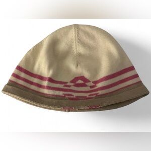 Armani Exchange Striped Beanie Women’s OS Cream Pink Knit Hat Vintage Y2K Style